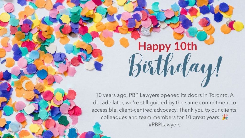 PBP Lawyers 10th anniversary card